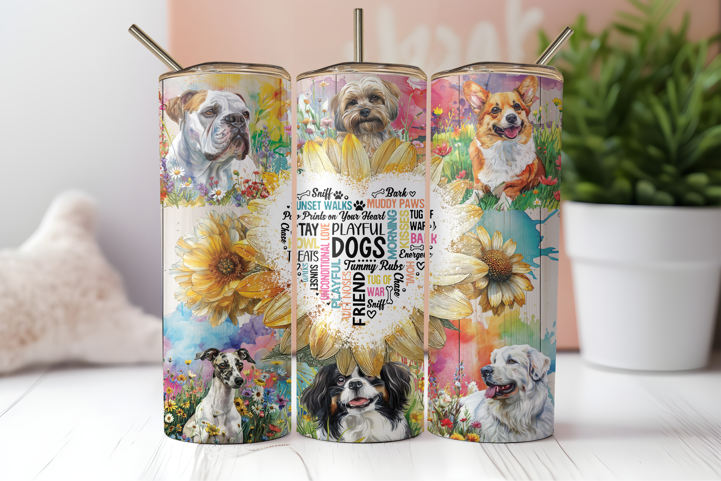 DIGITAL SUBLIMATION DESIGNS - PUPPY PALS TUMBLER WRAPS