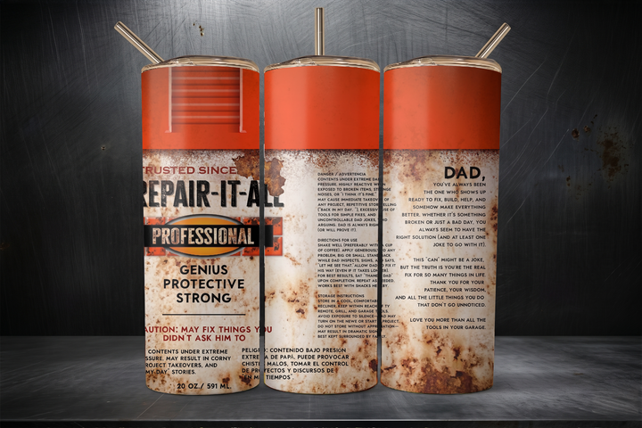 Digital Sublimation Designs - Legendary Dad Tumbler Wraps — 20oz Skinny — Repair It All