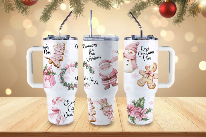 Digital Sublimation Designs - Holiday 2025 Tumbler Wraps — 40oz Big Swig — Pinky Christmas