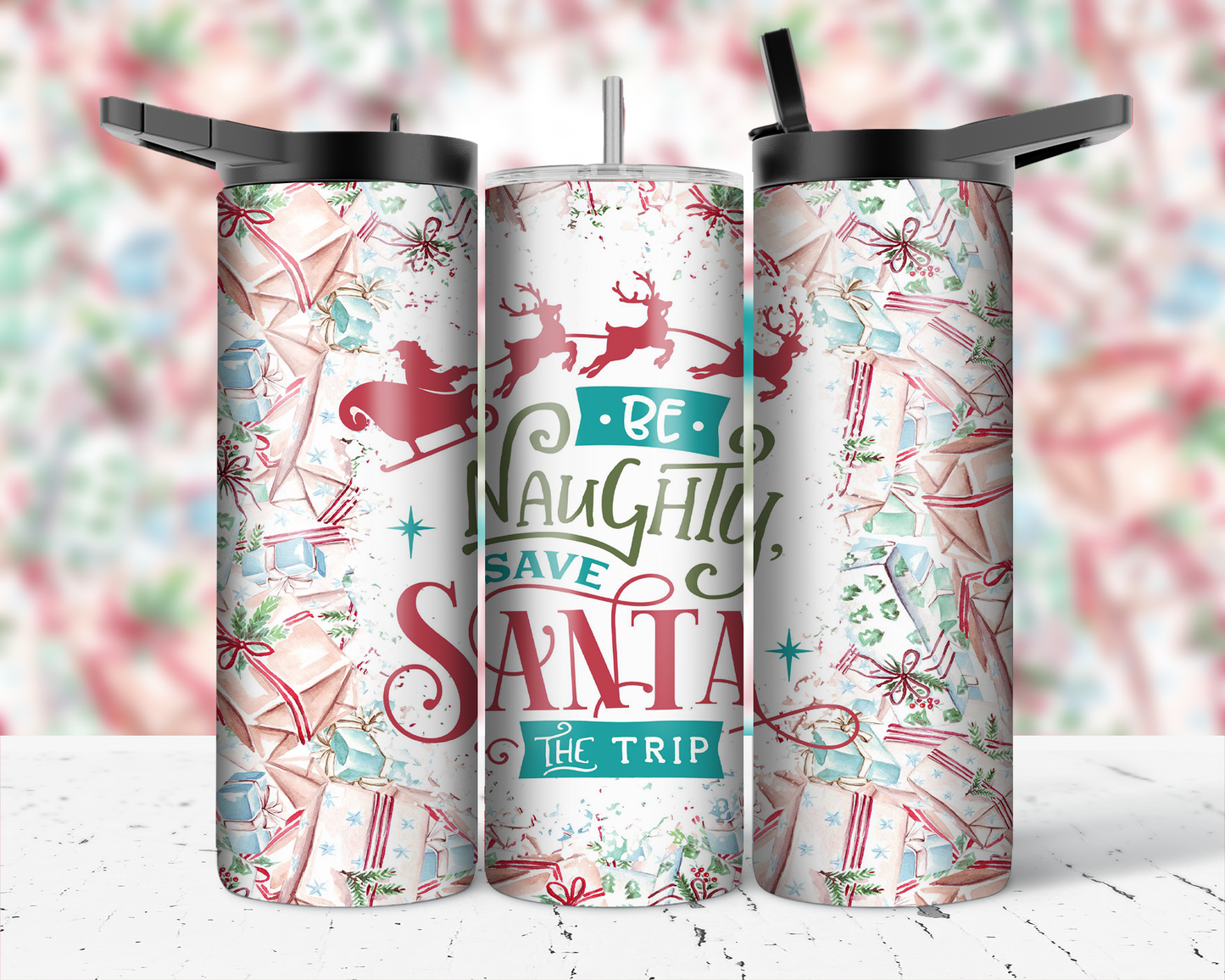 ASSORTED READY TO PRESS SUBLIMATION PRINTS FOR 20oz STRAIGHT SKINNY TUMBLERS (10 PACK) - CHRISTMAS 2