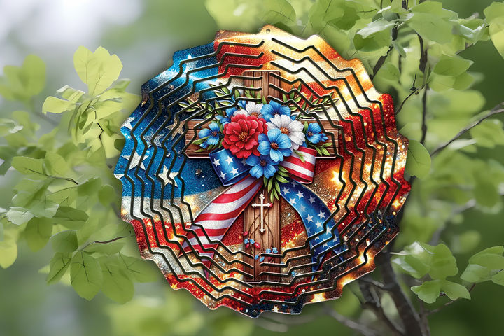 Digital Sublimation Designs - Wind Spinner Wraps — Sublimatable Windspinner — Patriotic Glitter