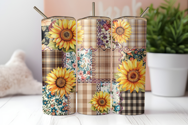 Digital Sublimation Designs - Retro Remix Tumbler Wraps — 20oz Skinny — Vintage Quilt