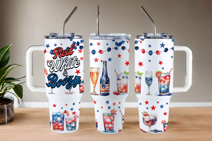 Digital Sublimation Designs - Fourth of July Tumbler Wraps — 40oz Big Swig — Red White and Boozy