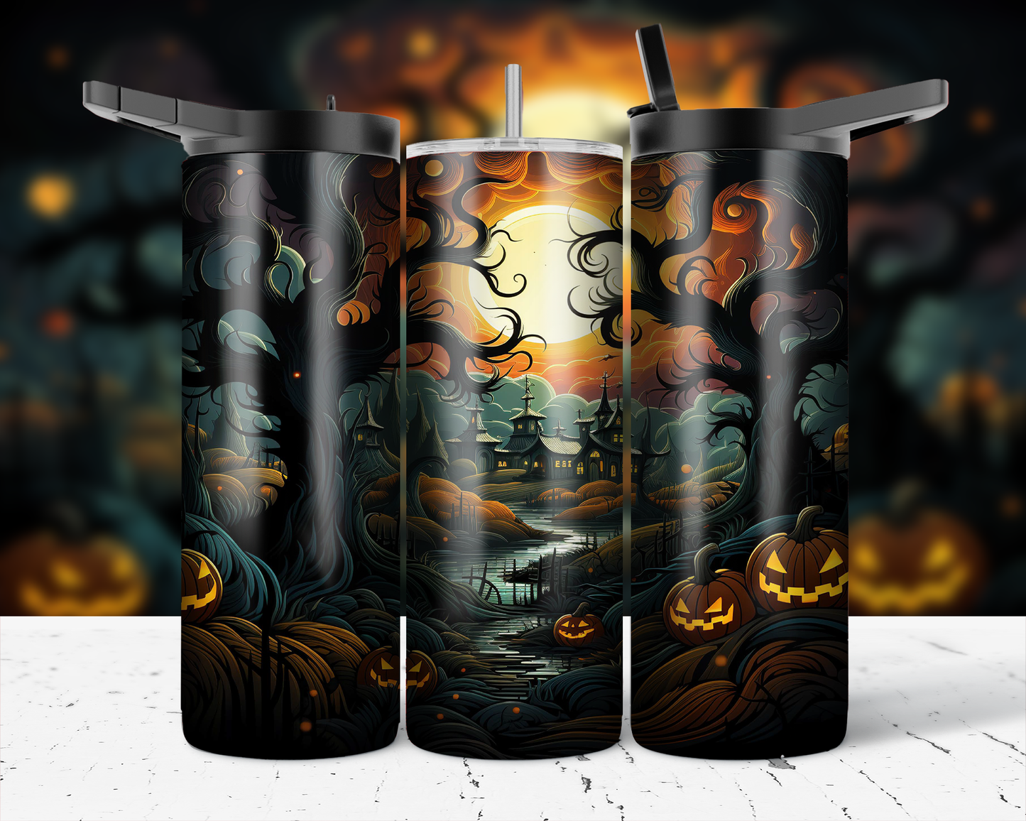 ASSORTED READY TO PRESS SUBLIMATION PRINTS FOR 20oz STRAIGHT SKINNY TUMBLERS (10 PACK) - HALLOWEEN