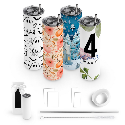 20oz SUBLIMATABLE SKINNY EDGE TUMBLER GIFT SET - 4 PACK