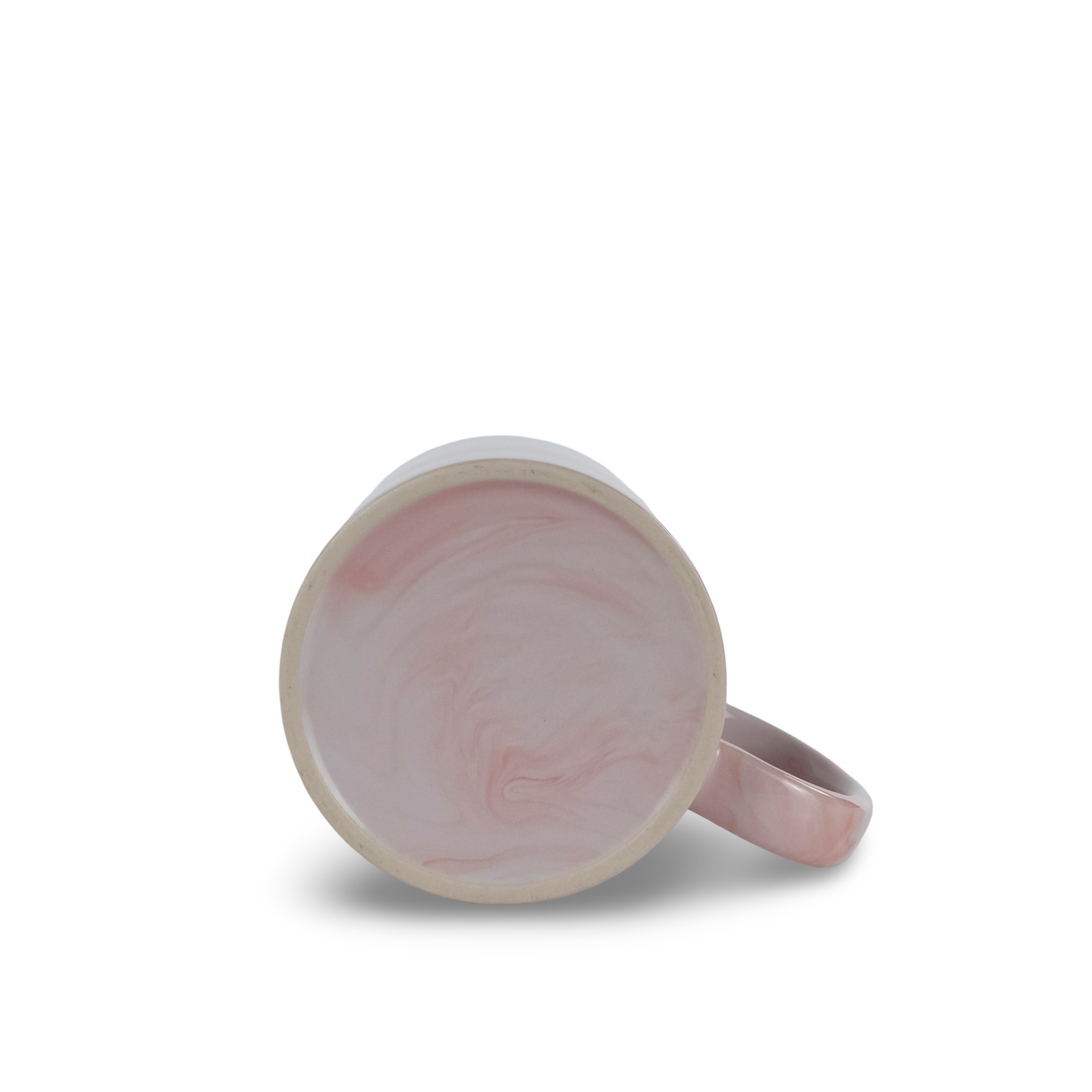 Pink marble ceramic mug on a white background