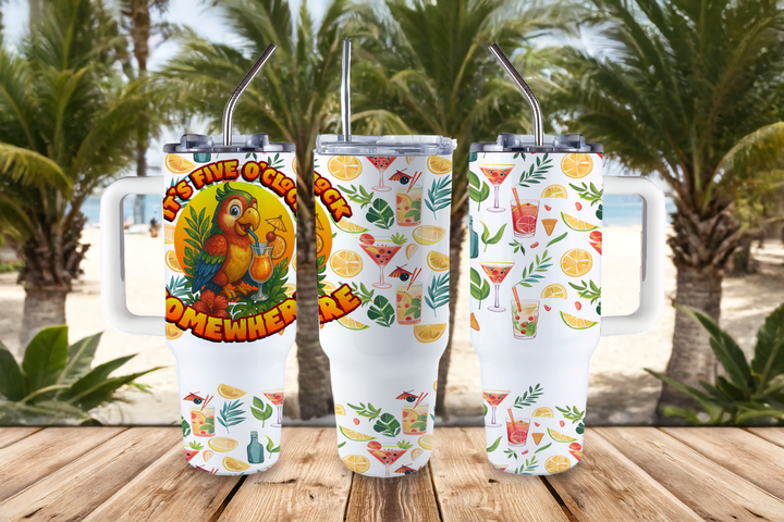 Digital Sublimation Designs - Summer Tumbler Wraps — 40oz Big Swig — Five O' Clock Somewhere
