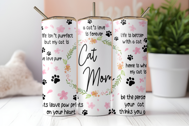 Digital Sublimation Designs - Feline Friends Tumbler Wraps — 20oz Skinny — Cat Mom