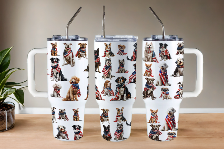 Digital Sublimation Designs - Fourth of July Tumbler Wraps — 40oz Big Swig — Patriotic Pups