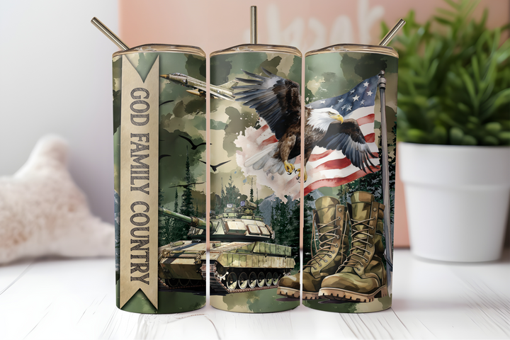 Digital Sublimation Designs - Veteran's Day Tumbler Wraps — 40oz Big Swig — Metallic Patriotic Emblem