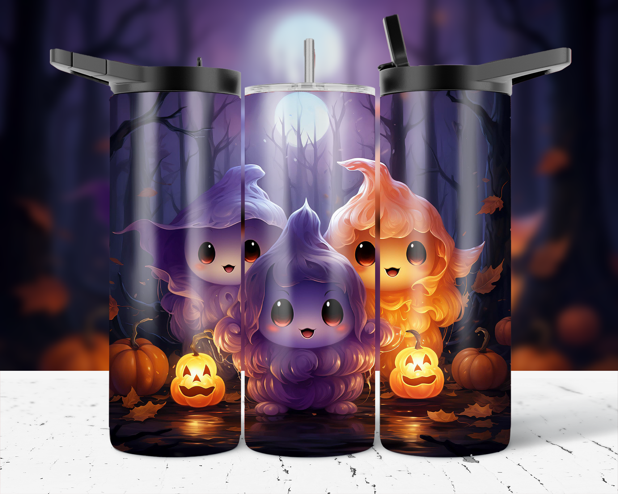 ASSORTED READY TO PRESS SUBLIMATION PRINTS FOR 20oz STRAIGHT SKINNY TUMBLERS (10 PACK) - HALLOWEEN