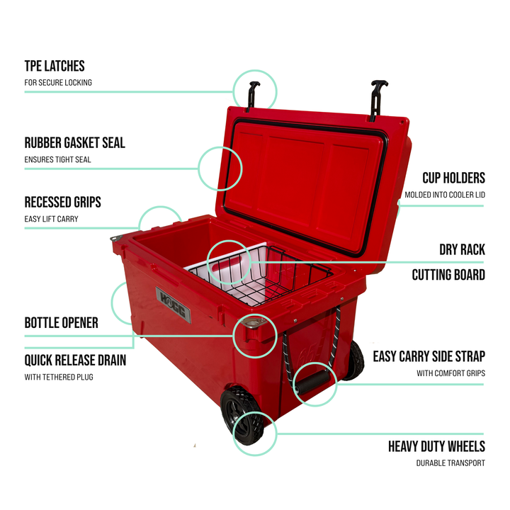 65qt Hogg Coolers — Harvest Red Detail