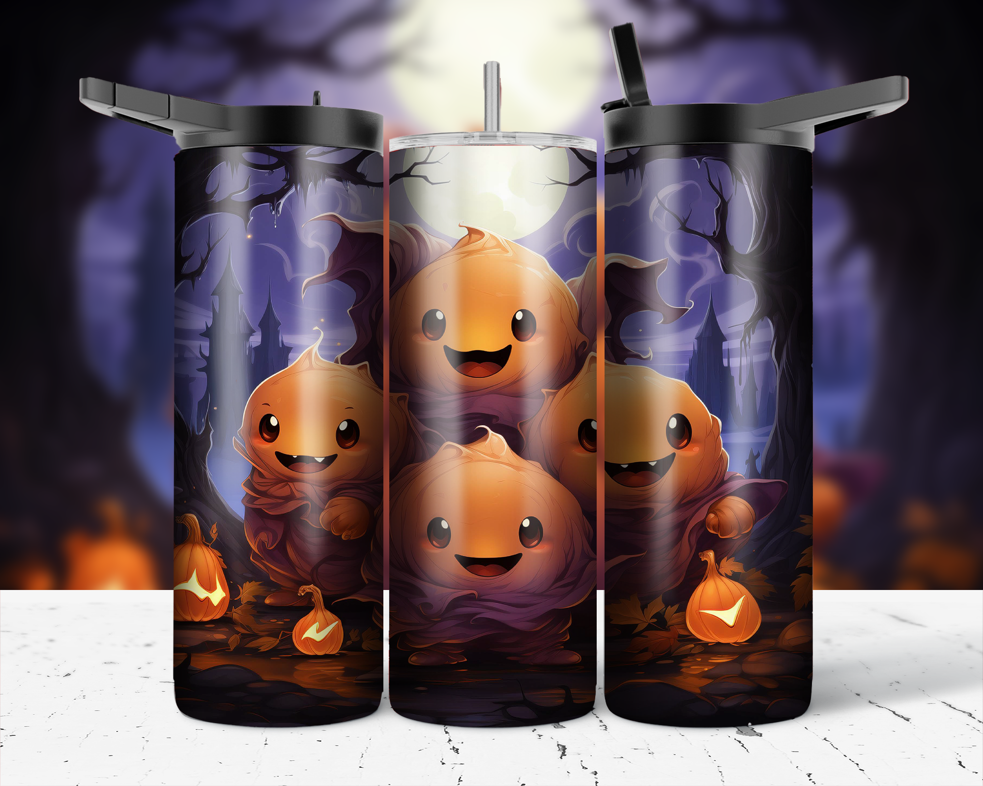 ASSORTED READY TO PRESS SUBLIMATION PRINTS FOR 20oz STRAIGHT SKINNY TUMBLERS (10 PACK) - HALLOWEEN