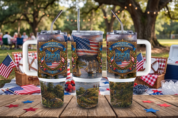 Digital Sublimation Designs - America 250 Tumbler Wraps — 40oz Big Swig — Semiquincentennial Emblem