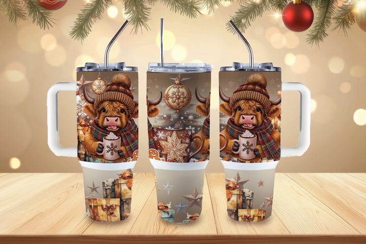 Digital Sublimation Designs - Holiday 2025 Tumbler Wraps — 40oz Big Swig — Beige Holiday Moo