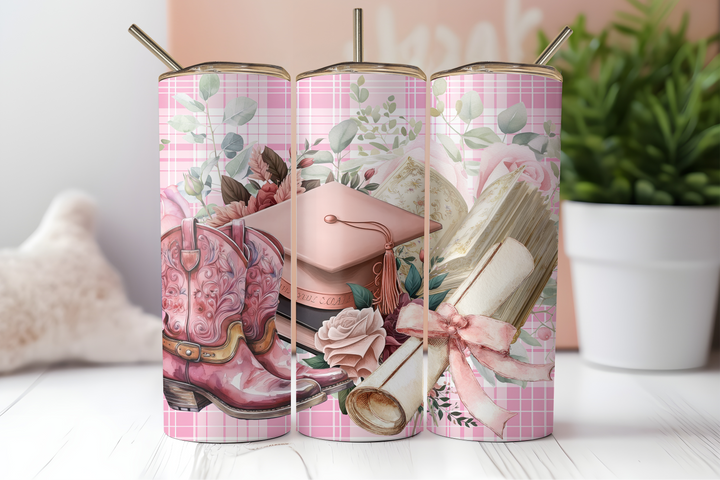 Digital Sublimation Designs - Graduation 2026 Tumbler Wraps — 20oz Skinny — Cowgirl Grad