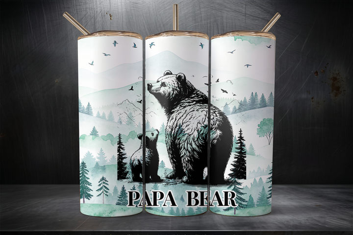 Digital Sublimation Designs - Legendary Dad Tumbler Wraps — 20oz Skinny — Papa Bear
