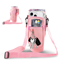 40oz Portable Tumbler Sleeve Bag w/ Strap & Hook - detail view | tumbler handle accessory