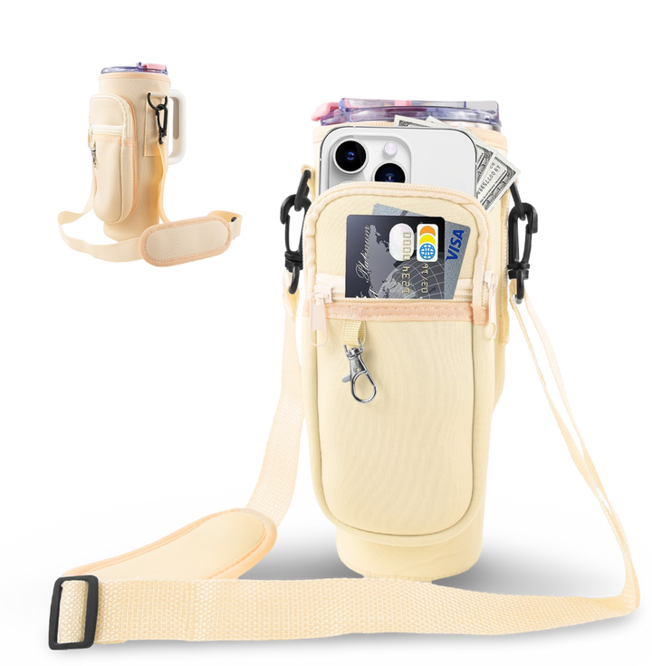 40oz Portable Tumbler Sleeve Bag w/ Strap & Hook - alternate angle | tumbler handle accessory
