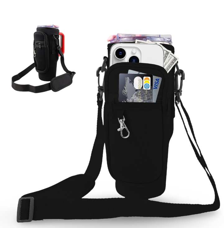 40oz Portable Tumbler Sleeve Bag w/ Strap & Hook - close-up | tumbler handle accessory