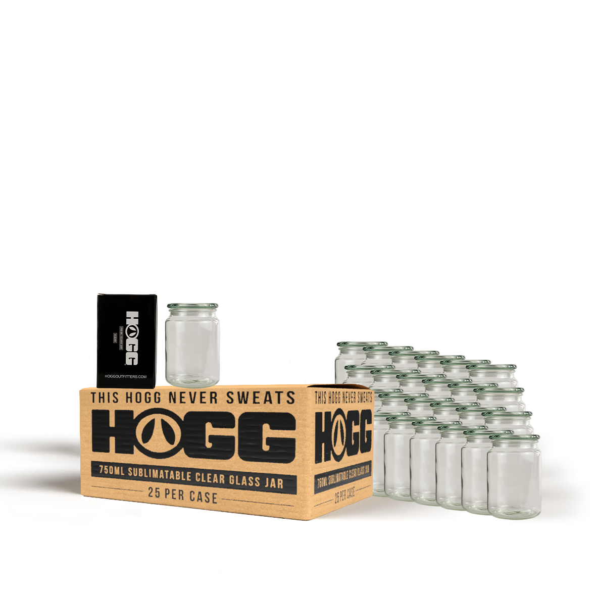 750ml SUBLIMATABLE GLASS JAR CASE (25 UNITS) - CLEAR