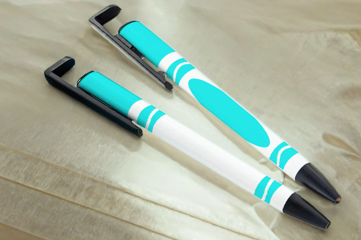 Digital Sublimation Designs - School Pen Wraps — Sublimatable Pen — Kiddy Markers (Cyan)