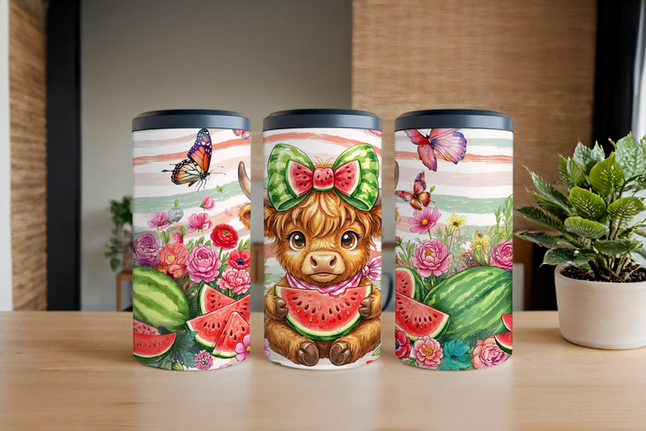 Digital Sublimation Designs - Summer Fiesta Tumbler Wraps — 4 In 1 Can Cooler — Watermelon Moo