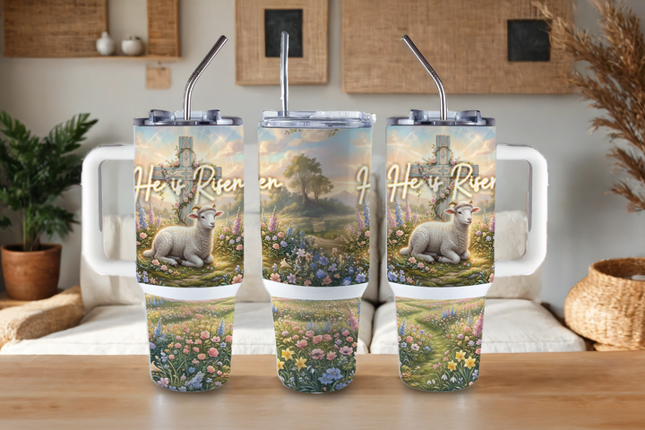 Digital Sublimation Designs - Spring Bloom Collection Tumbler Wraps — 40oz Big Swig — He is Risen