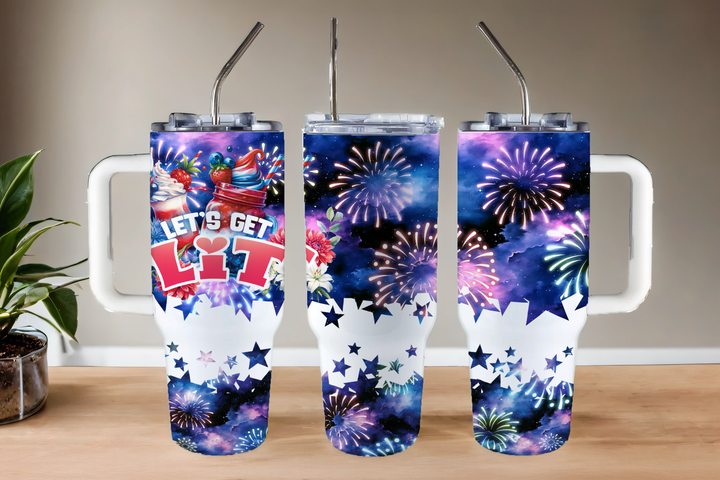 Digital Sublimation Designs - Fourth of July Tumbler Wraps — 40oz Big Swig — Let's Get Lit