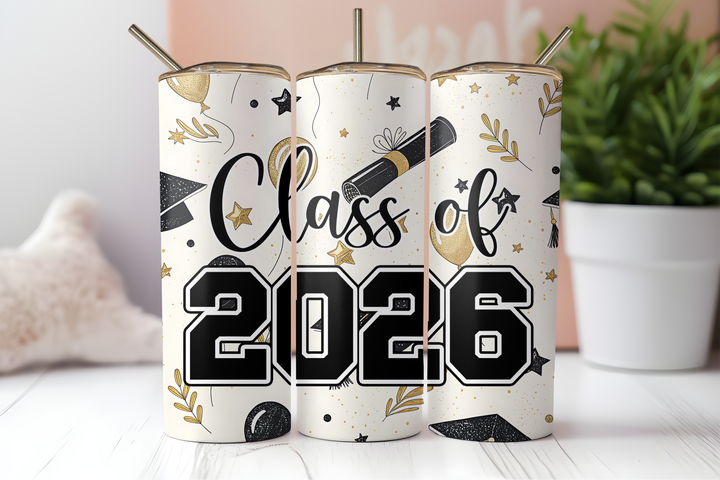 Digital Sublimation Designs - Graduation 2026 Tumbler Wraps — 20oz Skinny — Diploma Balloons