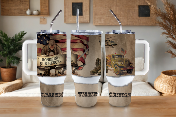 Digital Sublimation Designs - Veteran's Day Tumbler Wraps — 40oz Big Swig — Honoring Our Heroes