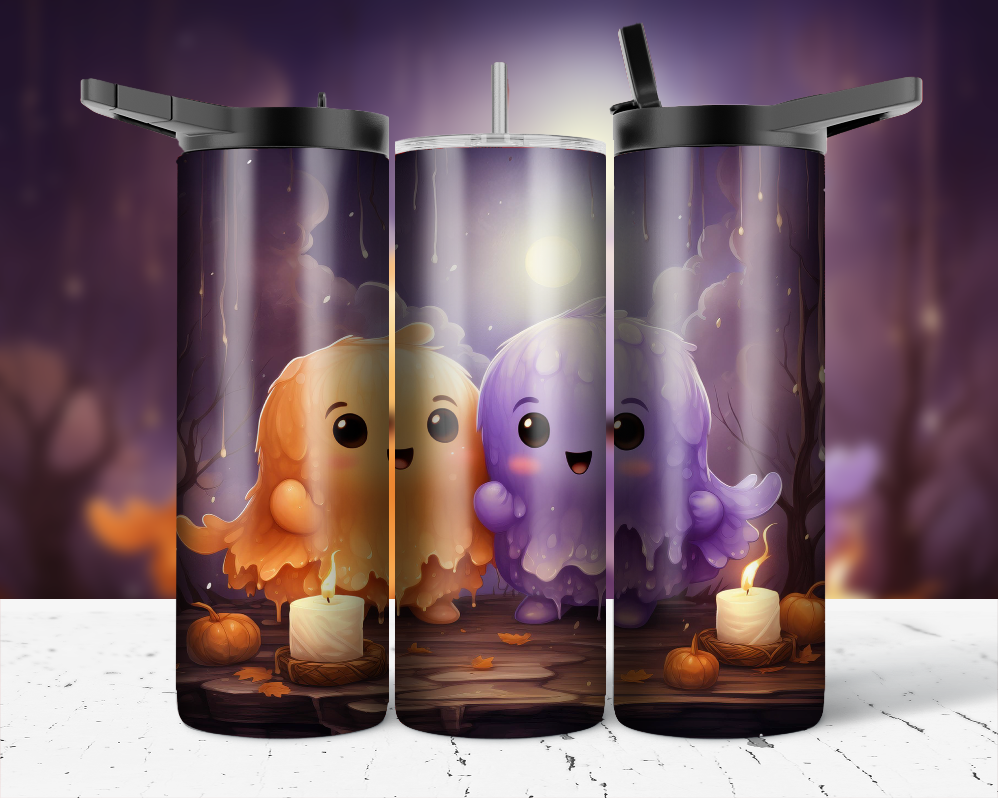 ASSORTED READY TO PRESS SUBLIMATION PRINTS FOR 20oz STRAIGHT SKINNY TUMBLERS (10 PACK) - HALLOWEEN