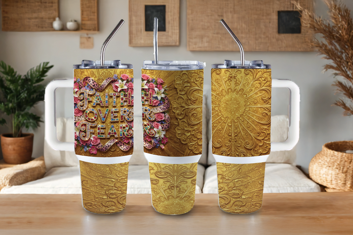 Digital Sublimation Designs - Collection B Tumbler Wraps — 40oz Big Swig — Faith Over Fear