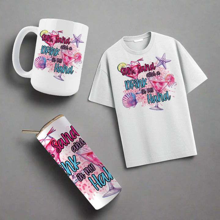 Multi Product Use - Digital Sublimation Designs - Vibrant Beach — Sun Sand and Drink