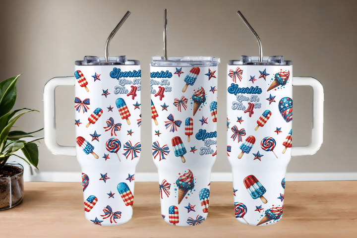 Digital Sublimation Designs - Fourth of July Tumbler Wraps — 40oz Big Swig — Ice Cream Sparkle