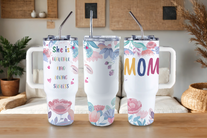 Digital Sublimation Designs - Mom Vibes Collection Tumbler Wraps — 40oz Big Swig — She is Mom