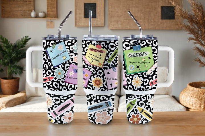 Digital Sublimation Designs - Back to School Teachers — 40oz Big Swig — Affirmations Sticky Note