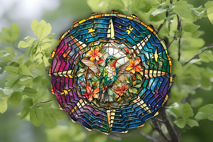 Digital Sublimation Designs - Wind Spinner Wraps — Sublimatable Windspinner — Celestial Hummingbird
