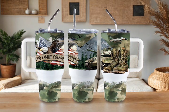 Digital Sublimation Designs - Veteran's Day Tumbler Wraps — 40oz Big Swig — God Family Country