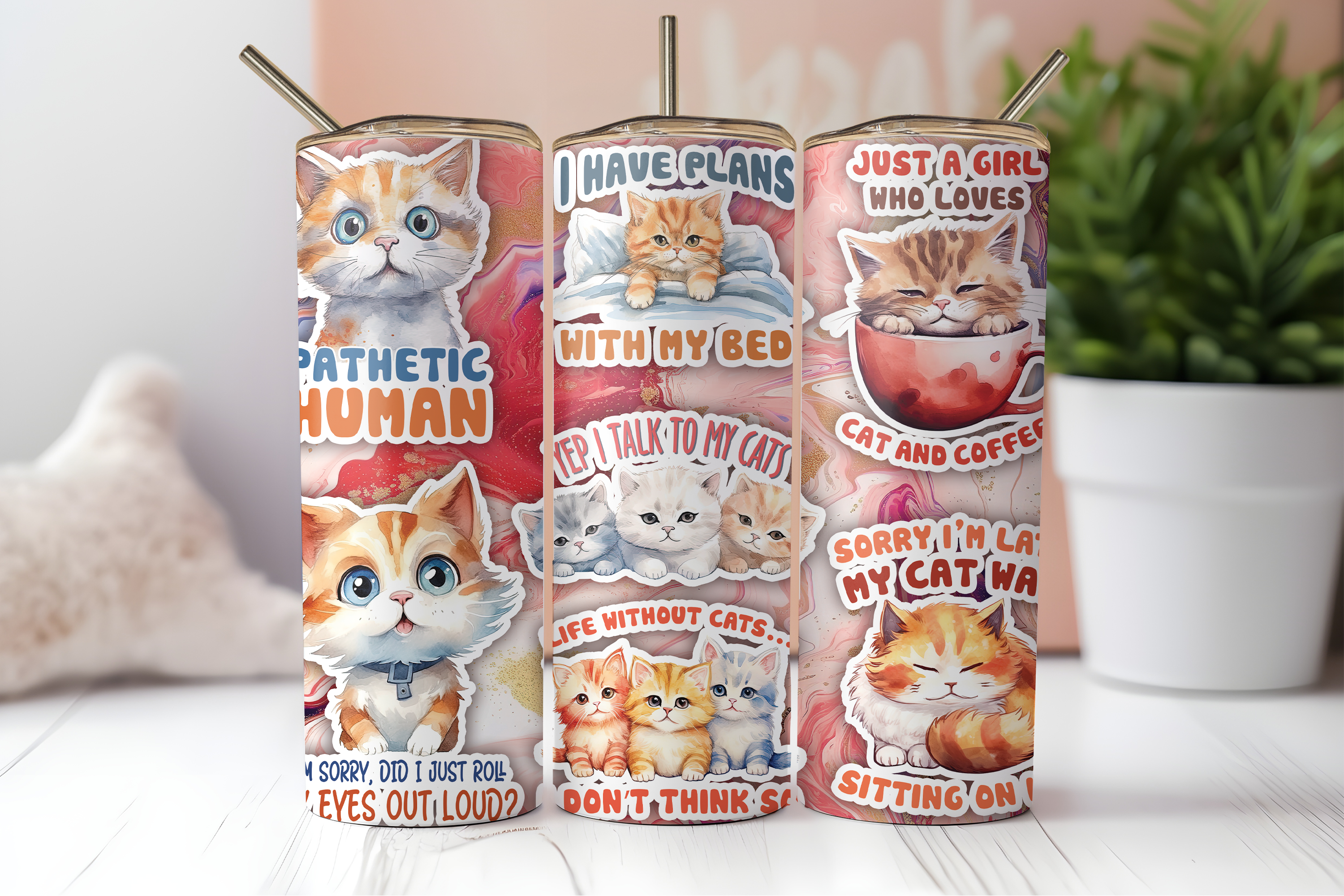 DIGITAL SUBLIMATION DESIGNS - FELINE FRIENDS TUMBLER WRAPS
