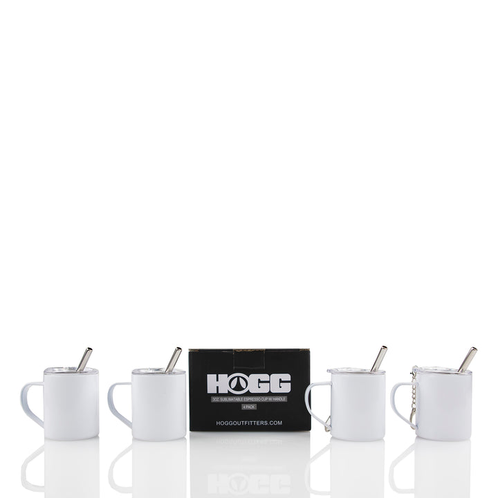 3oz Sublimatable Espresso Cup W/ Handle — White 4 PACK