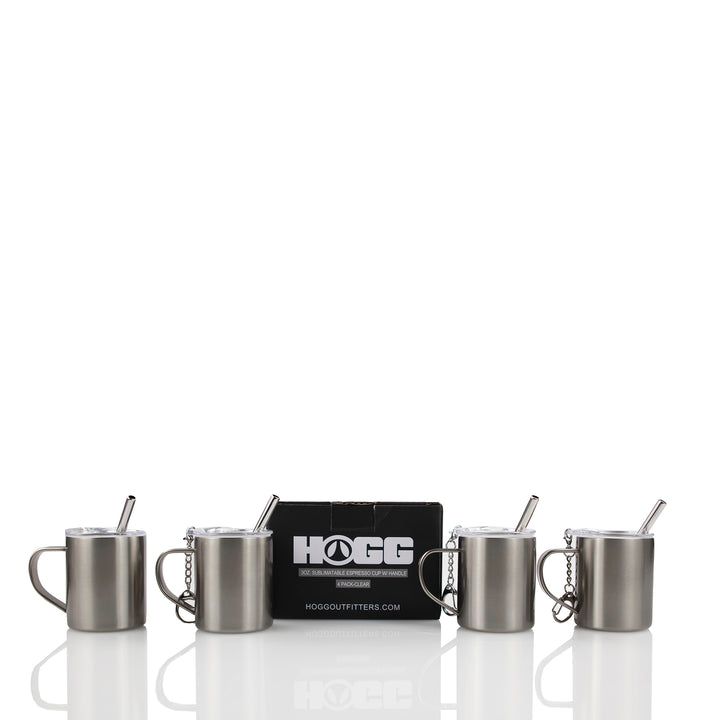 3oz Sublimatable Espresso Cup W/ Handle — Clear 4 PACK