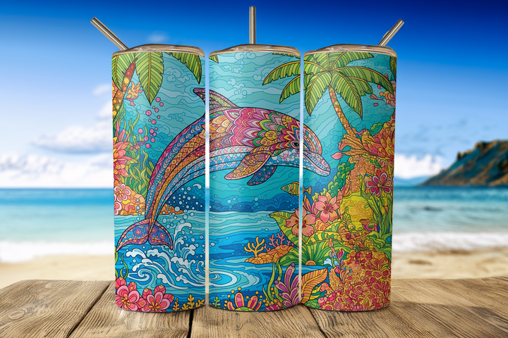 Digital Sublimation Designs - Summer Tumbler Wraps — 40oz Big Swig — Tropical Sunshine