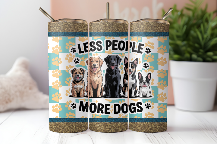 Digital Sublimation Designs - Puppy Pals Tumbler Wraps — 20oz Skinny — Less People More Dogs