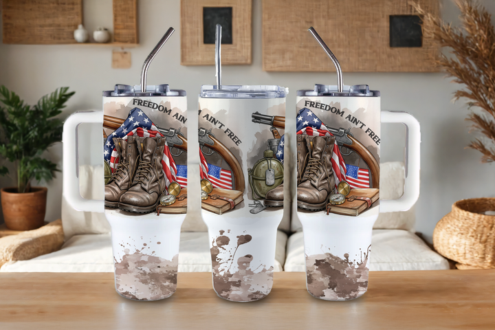 Digital Sublimation Designs - Veteran's Day Tumbler Wraps — 40oz Big Swig — Freedom Ain't Free