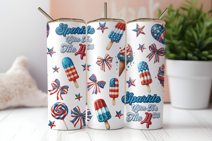 Digital Sublimation Designs - Fourth of July Tumbler Wraps — 40oz Big Swig — Flip Flops and Fireworks