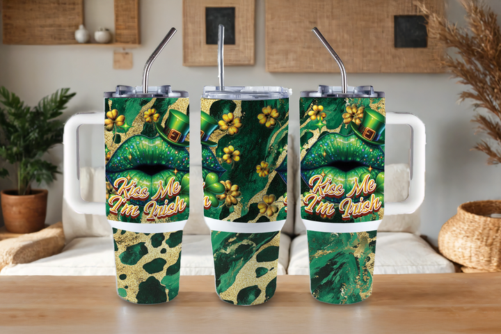 Digital Sublimation Designs - St. Patricks Day Collection Tumbler Wraps — 40oz Big Swig — Kiss Me I'm Irish