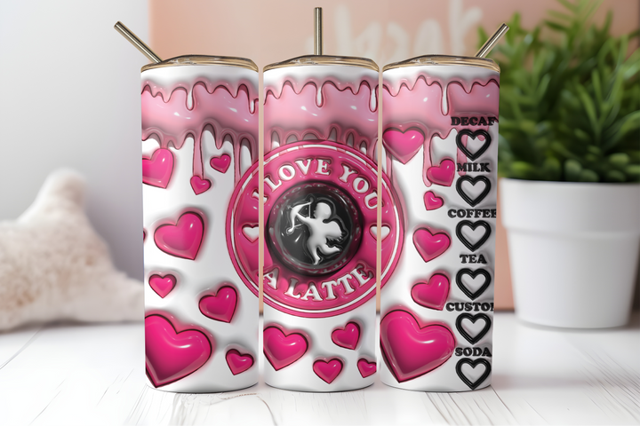 Digital Sublimation Designs - Xoxo Collection Tumbler Wraps — 40oz Big Swig — 3D Cupid Coffee