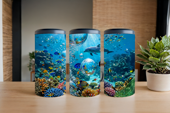 Digital Sublimation Designs - Summer Fiesta Tumbler Wraps — 4 In 1 Can Cooler — Frutiger Aqua