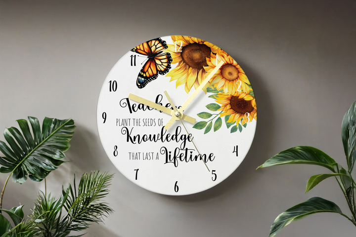 Digital Sublimation Designs - Classroom Clocks — Sublimatable Clock — Sunflowers and Butterflies